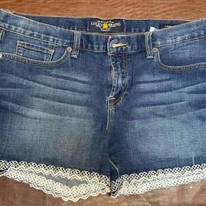 Lucky Brand Blue Denim Shorts with Gold Zipper Detail